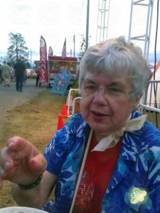 My Grandma Dona - she hates getting her photo taken.  She was reaching for my french fries.