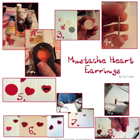 Mustache Heart Earring Tutorial