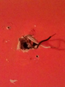 Bare wires coming out of the wall.  Yes I did paint around it.