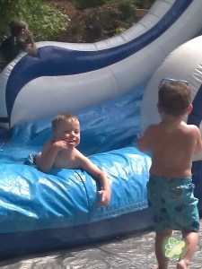 We went to a School's Out Party and they had a giant inflatable water slide.