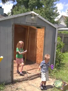 The helpers inspecting our handy work