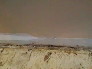 Only a little water damage up the wall