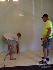 Nail gun - Jeff and our neighbor Ron using the nail gun